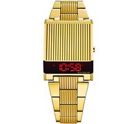 Bulova Computron 97c110 Unisex Digital Quarz Armbanduhr mit Gelbgoldfarbenem Stahlgehäuse und -armband, Wasserdicht bis 30m, Modern/Futuristisch, für Unisex-Erwachsene