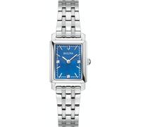 Bulova Damenuhr Sutton 96P245 Blau mit kleinen Diamanten, silberfarbenes Edelstahlband, 21 mm