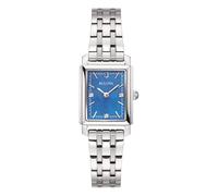 Bulova Damenuhr Sutton 96P245 Blau mit kleinen Diamanten, silberfarbenes Edelstahlband, 21 mm