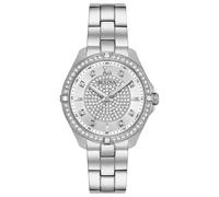 Bulova Damen-Klassiker-Kristall-Edelstahl-2-Zeiger-Quarzuhr mit Pav-Zifferblatt, Stil: 96L236