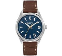 Bulova Herren Analog Japanisches Quarzwerk Uhr mit Leder Armband 96A313