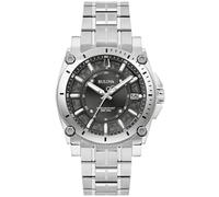 Bulova Herren-Armbanduhr Icon 96B417 – silberfarbenes Edelstahlarmband, 40 mm, Stahl/Schwarz
