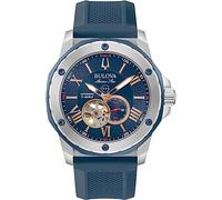 Bulova Herren Armbanduhr in der Farbe Blau mit Silikonarmband, Gehäusedurchmesser: 45 mm, 98A282