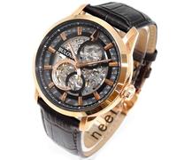 Bulova Herren Automatik Armband-Uhr aus Edelstahl mit Leder Band - 97A169