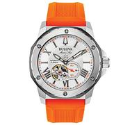 Bulova Herren Armbanduhr in der Farbe Orange mit Silikonarmband, Gehäusedurchmesser: 45 mm, 98A226