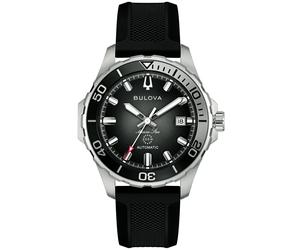 Bulova Herren Armbanduhr Marine Star 98B465 Automatik Edelstahl PU-Band schwarz