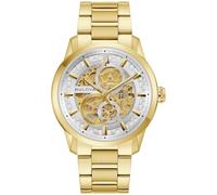 Bulova Herren-Automatikuhr, Sutton, goldfarbenes Edelstahlgehäuse und silber-weißes Zifferblatt (Stil: 97A201)