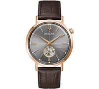 Bulova Herren Fashionuhr Aerojet in der Farbe Roségold mit Lederarmband, Gehäusedurchmesser: 41 mm, 97A171