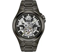 Bulova Herren Fashionuhr Maquina in der Farbe Schwarz mit Edelstahlarmband, Gehäusedurchmesser: 46 mm, 98A179