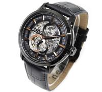Bulova Herren Automatik Armband-Uhr aus Edelstahl mit Leder Band - 98A283
