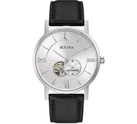 Bulova Herrenuhr Classic Clipper 96A237 Automatik Lederarmband Schwarz 42 mm Stahlgehäuse Wasserfest 3 ATM