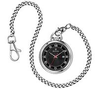 Bulova Klassische Taschenuhr, 3-Zeiger-Datum, Quarz, Edelstahl, schwarzes Zifferblatt mit Abnehmbarer Kette, Stil: 96B308, silberfarben, Klassische Taschenuhr