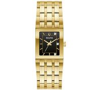 Bulova Marc Anthony 97P167 Damen-Armbanduhr, modernes Quadra Diamant, goldfarben, Edelstahl, schwarzes Zifferblatt, Stil: