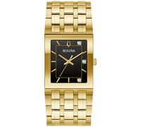 Bulova Marc Anthony Herren-Armbanduhr, modernes Quadra Diamant, goldfarben, Edelstahl, schwarzes Zifferblatt, Stil: 97D132