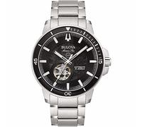 Bulova Marine Star 96A290 automatic men's watch steel black background
