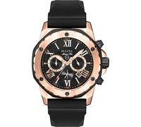 Bulova Marine Star 98B104 - Herren Designer-Armbanduhr - Chronograph mit Gummiarmband - wasserdicht - Roségoldfarben