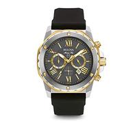 Bulova Marine Star 98B277 - Herren Designer-Armbanduhr - Chronograph mit Gummiarmband - wasserdicht - goldfarbene Akzente
