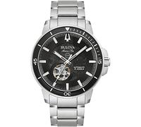 Bulova Marine Star Automatik Herren Armbanduhr aus Edelstahl in der Farbe Silber-Schwarz 45mm, Wasserdichtigkeit: 20Bar, 96A290