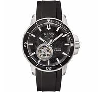 Bulova Marine Star Automatik Herren Armbanduhr aus Edelstahl und Silikon in der Farbe Silber-Schwarz 45mm, Wasserdichtigkeit: 20Bar, 96A288