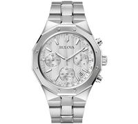 Bulova Misc Classic Chronograph Uhr für Herren in der Farbe Silber mit Armband aus Edelstahl, Wasserdichtigkeit: 10 bar, Gehäusedurchmesser: 44 mm, 96B408