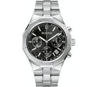 Bulova Misc Classic Chronograph Uhr für Herren in der Farbe Silber mit Armband aus Edelstahl, Wasserdichtigkeit: 10 bar, Gehäusedurchmesser: 44 mm, 96B410