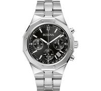 Bulova Misc Classic Chronograph Uhr für Herren in der Farbe Silber mit Armband aus Edelstahl, Wasserdichtigkeit: 10 bar, Gehäusedurchmesser: 44 mm, 96B410