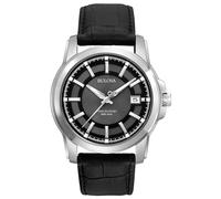 Bulova Precisionist Herren-Armbanduhr mit schwarzem Zifferblatt und Lederband, Schwarz, Einheitsgröße, Präzisionistisch