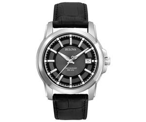 Bulova Precisionist Herren-Armbanduhr mit schwarzem Zifferblatt und Lederband, Schwarz, Einheitsgröße, Präzisionistisch