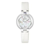 Bulova Damen Armbanduhr 96R254 Rubaiyat Diamond mit Lederband weiß