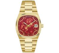 Bulova Super Seville 97B242 Armbanduhr, rotes Zifferblatt, goldfarben, Edelstahl, Jahr des Pferdes, limitierte Auflage, 37,5 mm