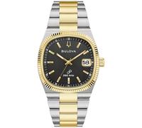 Bulova Super Seville 98B458 Armbanduhr, schwarzes Zifferblatt, zweifarbig, Edelstahl, 37,5 mm