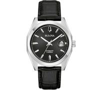 Bulova Surveyor Automatic Armbanduhr für Herren in der Farbe Schwarz mit Armband aus Leder, Wasserdichtigkeit: 3 bar, Gehäusedurchmesser: 39 mm, 96B435