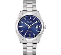 Bulova Surveyor automatic men's watch, blue background, 96B436, steel case and bracelet
