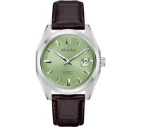 Bulova Surveyor Automatic Men's Watch, Green Background, 96B427, Leather Strap