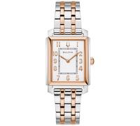 Bulova Sutton 98L328 Armbanduhr, weißes Zifferblatt, zweifarbig, Edelstahl, 25 mm