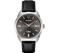 BULOVA Sutton Automatic Herrenuhr mit Lederband 96B422 Stahlgrau Hintergrund Klassisch, Klassisch