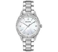 Bulova Sutton Damen-Armbanduhr, Quarz, Edelstahl, Silberfarben/weißes Zifferblatt, Classic Sutton