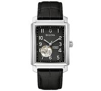 Bulova Sutton Herren-Armbanduhr, klassisch, automatisch, schwarzes Lederband, 33 mm - 96A269