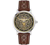 Bulova X Stetson 96A334 Longhorn-Zifferblatt, braunes Lederband, Automatikuhr, 39 mm