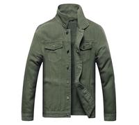 BULUWIE Herren Jeansjacke Slim Fit Ripped Mode Jeansjacke, armee-grün, XXX-Large