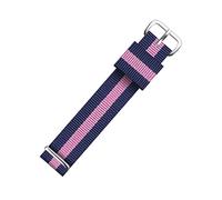 Bumdenuu 12/13/14/16/17/18/19/20/21/22mm gewebtes Nato-Nylonband mit gestreiftem Druck, leichtes Anti-Schweiß-Armband mit Installationswerkzeugen, Blau+Rosa-Silber, 16mm