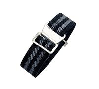 Bumdenuu 18/20/22mm Herren Damen Military Style Elastisches Nylon Geflochtenes Nato Armband Atmungsaktives Hautfreundliches Uhrenarmband mit Installationswerkzeugen, Schwarz+Grau-Silber, 22mm