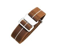 Bumdenuu 18/20/22mm Herren Damen Military Style Elastisches Nylon Geflochtenes Nato Armband Atmungsaktives Hautfreundliches Uhrenarmband mit Installationswerkzeugen, Braun+Weiß-Silber, 20mm