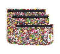 Bumkins Reisetasche, TSA-zugelassener Kulturbeutel mit Reißverschluss, Quartgröße, transparent, flugkonform, Set mit 3 Größen, ideal für Wickeltasche, Make-up, Zubehör, mit Nintendo Super Mario Design