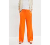 Bundfaltenhose BONPRIX "Bundfaltenhose", Damen, Gr. 44, N-Gr, orange (warmorange), Obermaterial: 66% Polyester, 33% Viskose, 1% Elasthan, festlich, loose fit, Hosen Bundfaltenhose, aus Polyester, Visk
