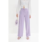 Bundfaltenhose BONPRIX "Bundfaltenhose", Damen, Gr. 46, N-Gr, lila (hellviolett), Obermaterial: 66% Polyester, 33% Viskose, 1% Elasthan, festlich, loose fit, Hosen Bundfaltenhose, aus Polyester, Visko