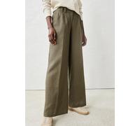 Bundfaltenhose BONPRIX, Damen, Gr. 50, N-Gr, dunkeloliv, Obermaterial: 100% Leinen, loose fit, Hosen, aus Leinen, strapazierfähiges Material, Loose Fit, mit Knittereffekt (52272348-50) dunkeloliv
