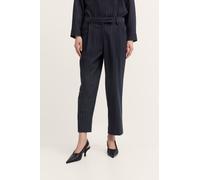 Bundfaltenhose BUGATTI "elegant", Damen, Gr. 42, Normalgrößen, blau (390, marine), 63% Polyester, 34% Viskose, 3% Elasthan, unifarben, normal, Hosen, mit Nadelstreifen und Stretch (89976709-42) 390, m