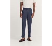 Bundfaltenhose BUGATTI, Herren, Gr. 40, Länge 32, blau (380, marine), 55% Wolle, 41% Polyester, 4% Elasthan, unifarben, gerade, unten schmal, Hosen Bundfaltenhose, mit Stretch und Bundfalten (87079001