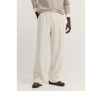 Bundfaltenhose BUGATTI "Loose Fit", Herren, Gr. 36, Länge 32, 20, ecru, 89% Baumwolle, 10% Leinen, 1% Elasthan, unifarben, loose fit, Hosen, natural linen mix (46451544-36) 20, ecru